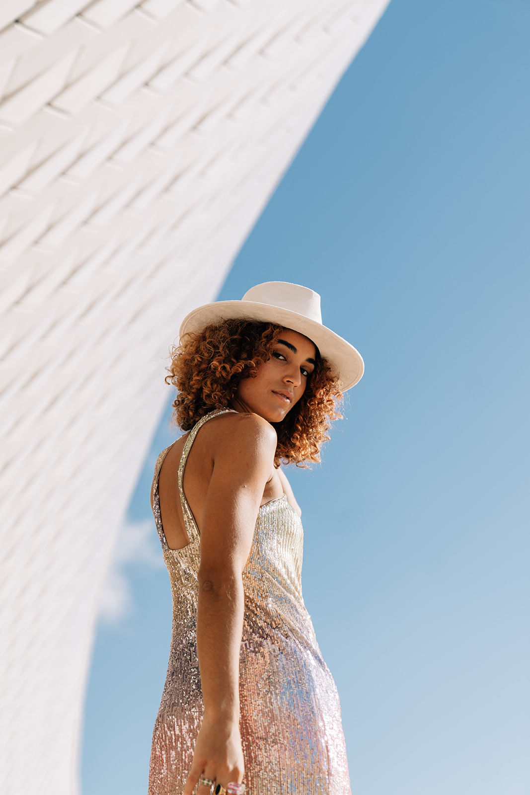 A cream colored hat made in Mexico made from synthetic suede